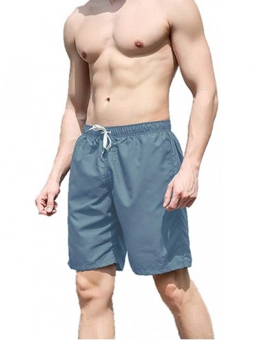 Trunks Mens Swim Trunks Solid Quick Dry Swim Suit Without Mesh Lining - Gray - CN18RH8KU94 $12.12