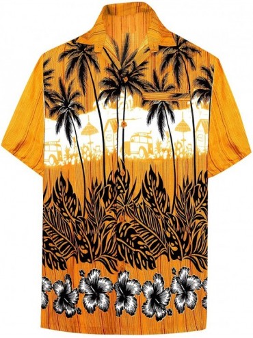 Cover-Ups Men's Swim Casual Short Sleeve Aloha Hawaiian Shirt - Gold_w384 - CW12NSEN41L $22.40