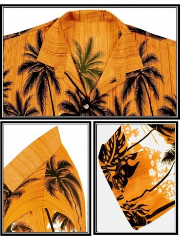 Cover-Ups Men's Swim Casual Short Sleeve Aloha Hawaiian Shirt - Gold_w384 - CW12NSEN41L $12.11