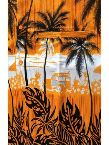 Cover-Ups Men's Swim Casual Short Sleeve Aloha Hawaiian Shirt - Gold_w384 - CW12NSEN41L $12.11