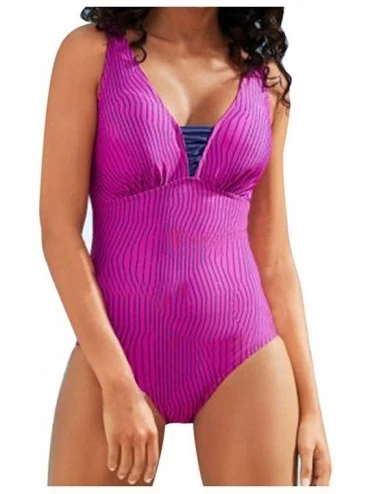 Racing Zebra Print Monokini Swimsuits- Low-Cut One-Piece Beach Bikini Summer Swimwear Hot Animal Patterned Bathing Suits - Si...
