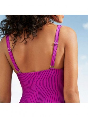 Racing Zebra Print Monokini Swimsuits- Low-Cut One-Piece Beach Bikini Summer Swimwear Hot Animal Patterned Bathing Suits - Si...