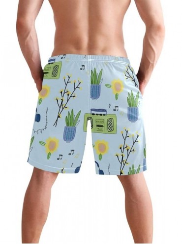 Board Shorts Men's Swim Trunks African American Women with Purple Hair Quick Dry Beach Board Shorts with Pockets - Cactus Mus...