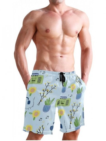 Board Shorts Men's Swim Trunks African American Women with Purple Hair Quick Dry Beach Board Shorts with Pockets - Cactus Mus...