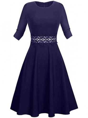Racing Womens Dresses-Women's Half Sleeve Cocktail A-Line Embroidery Cocktail Party Wedding Guest Dress - Navy - CP18TWILIWS ...