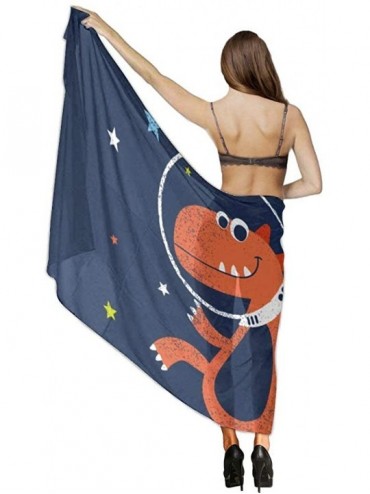 Cover-Ups Women Chiffon Scarf Shawl Wrap Sunscreen Beach Swimsuit Bikini Cover Up - Lovely Handsome Space Explorer Dinosaur A...