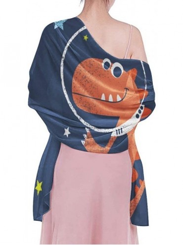 Cover-Ups Women Chiffon Scarf Shawl Wrap Sunscreen Beach Swimsuit Bikini Cover Up - Lovely Handsome Space Explorer Dinosaur A...