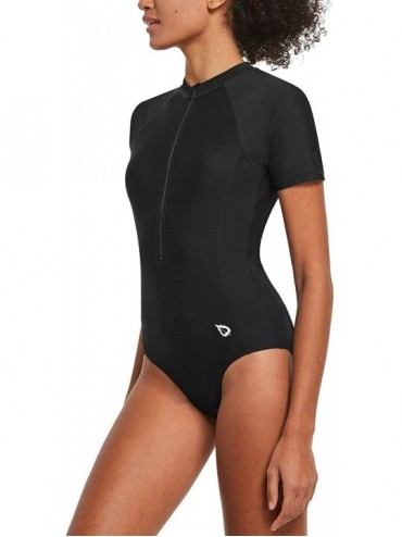 Racing Women's Long Sleeve One Piece Sun Protection Rash Guard Rashguard UPF 50+ Wetsuit Swimsuit - 1-black - C1193O3LNLI $27.53