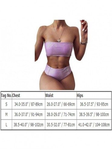 Sets Women's Snakeskin High Waist Bikini Sets Metallic Two Piece Swimsuit Bathing Suit Padded Push Up Beach Swimwear - 03 Ban...