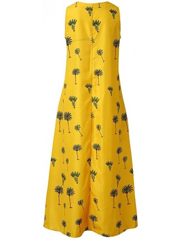 Cover-Ups Maxi Dress For Women丨deep Boho Print Dress丨womens Loose Party Dress - Yellow 2 - CI18SMCCARE $16.71