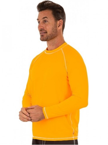 Rash Guards UPF 50+ Loose Cut Long Sleeve Rashguard Swim T-Shirt - Neon Orange - CU180K8ID0T $44.15