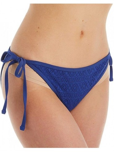 Bottoms Anya Crochet Side Tie Bikini Bottom - French Blue - CU18A33Q4HG $50.19