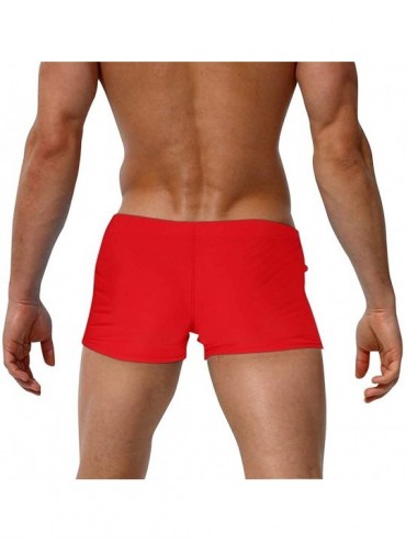 Briefs Boxer Briefs Solid Bandages Waist Swim Trunks Summer Surfing Underwears Swimsuits - Red - C618SD6987Q $21.71