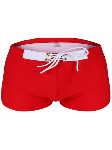 Briefs Boxer Briefs Solid Bandages Waist Swim Trunks Summer Surfing Underwears Swimsuits - Red - C618SD6987Q $21.71