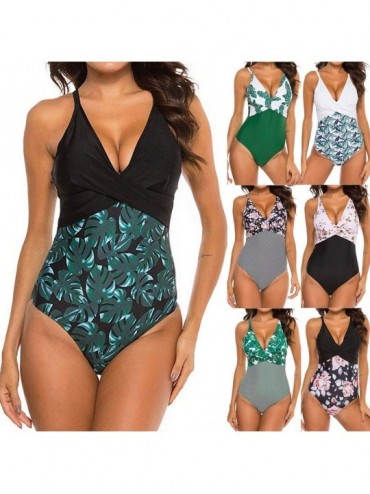 Racing Vintage Swimsuit Cover Ups for Women Bikini Set One Piece Swimwear Adjustable Push Up Swimsuit Bathing Suit Green - CW...