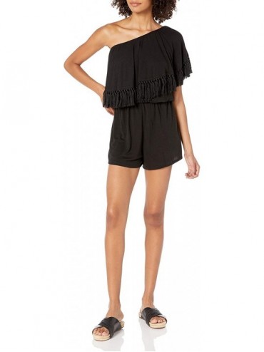 Cover-Ups Women's Romper Swimsuit Cover Up - Black - CO18Y6GQS8N $72.26