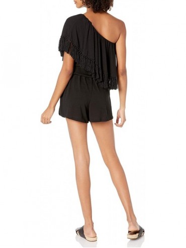 Cover-Ups Women's Romper Swimsuit Cover Up - Black - CO18Y6GQS8N $39.50