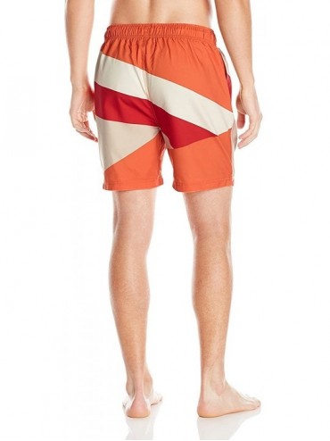 Trunks Men's Quick Dry Color Block Swim Trunk - Tiger Lily - CI12NBYVSCW $48.58