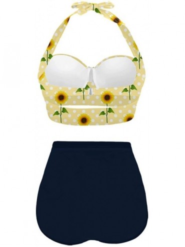 Sets High Waisted Bikini Sunflower Vintage Swimsuits for Women Sexy Bathing Suits Tops - Color0020 - CS19CS5G7CC $23.98