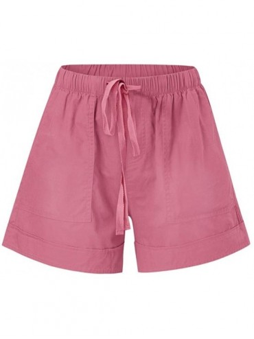 Sets Womens Comfy Drawstring Splice Casual Elastic Waist Pocketed Loose Shorts Pants - Pink - CW199CR47AX $27.61