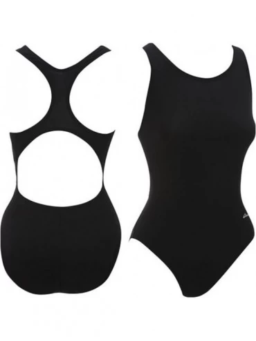 Racing Women's Winners Performance Back Solid Swimsuit - Black - CX1117OXEY9 $63.15
