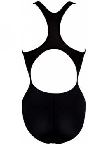 Racing Women's Winners Performance Back Solid Swimsuit - Black - CX1117OXEY9 $42.10