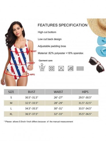 Racing Patriotic USA Star High Cut One Piece Swimsuit Bathing Suit Swimwear for Women - C818WR5TTRK $36.05