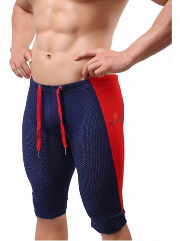 Board Shorts Men's Fashion Breathable Mesh Elastic Training Shorts Swim Trunks Beach Pants 2240 - Navy - CX18C3KAU6E $31.05