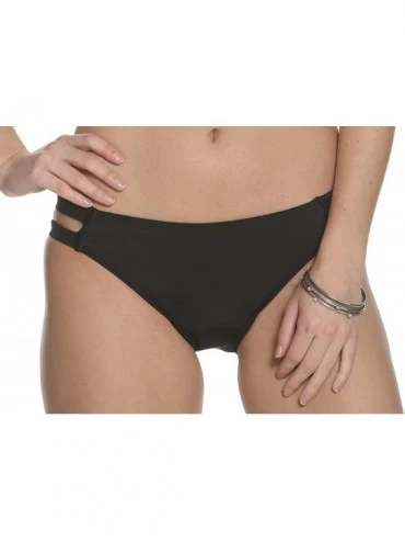 Bottoms Juniors Side Strap Bikini Swim Bottom - Black - CW18EHHKU8L $43.68