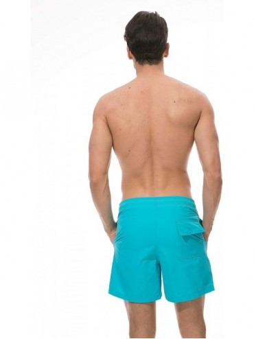 Board Shorts Mens Beach Shorts Swimsuit- Quick Dry Swim Trunks Swimwear with Mesh Lining - Sky Blue - CT18G7ZKW57 $18.37