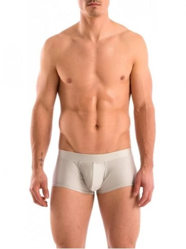 Briefs Mens New Solid Hot Body Boxer Swimsuit - Grey - CS112MMHUBX $36.12