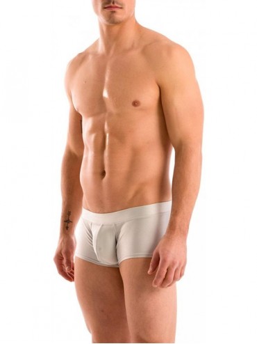 Briefs Mens New Solid Hot Body Boxer Swimsuit - Grey - CS112MMHUBX $40.02