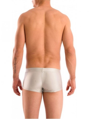 Briefs Mens New Solid Hot Body Boxer Swimsuit - Grey - CS112MMHUBX $40.02