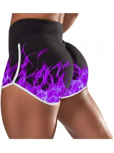 Cover-Ups Women Basic Slip Shorts Compression Workout Leggings Yoga Shorts Capris - 005 Purple - CW190OZEU3W $30.88