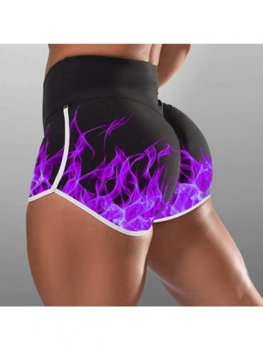 Cover-Ups Women Basic Slip Shorts Compression Workout Leggings Yoga Shorts Capris - 005 Purple - CW190OZEU3W $12.03