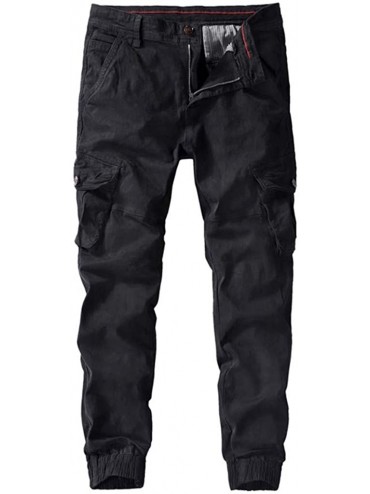 Briefs Men's Trousers Relaxed-fit Multi-Pocket Work Cargo Pants Beam Foot Jogger Sweatpants - Black - C818WHWM86L $64.59