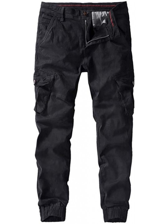 Briefs Men's Trousers Relaxed-fit Multi-Pocket Work Cargo Pants Beam Foot Jogger Sweatpants - Black - C818WHWM86L $31.00