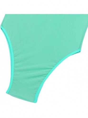 One-Pieces Women's One Piece Sheer Mesh See Through Low Cut Leotard Bodysuit Sleepwear Nightwear Swimsuits - Green - CW18UG6Y...