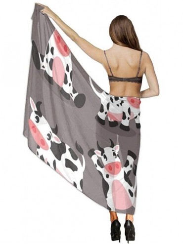 Cover-Ups Women Girl Fashion Chiffon Scarf Bikini Cover Up Summer Beach Sarong Wrap - Cute Cartoon Cow - CW19C406UW7 $19.03