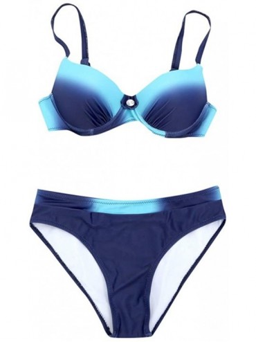 Sets Swimsuit for Women 2 Piece Bathing Suits Printed Padded Push up Bra Bikini Set Sexy Strap Swimwear Beachwear Z 4 Blue - ...