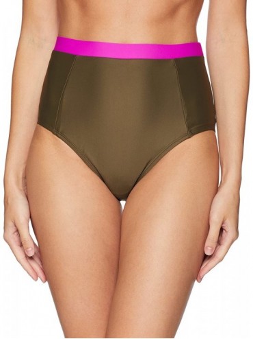 Tankinis Women's Swimwear High Waist Bikini Bottom - Fern/Very Fuchsia Side Seamed - CV186GNXXTX $15.30