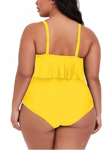 Sets Women's 2 Piece Plus Size High Waisted Swimsuit Bathing Suit - Bright Yellow - CH194A8RAZ2 $23.75