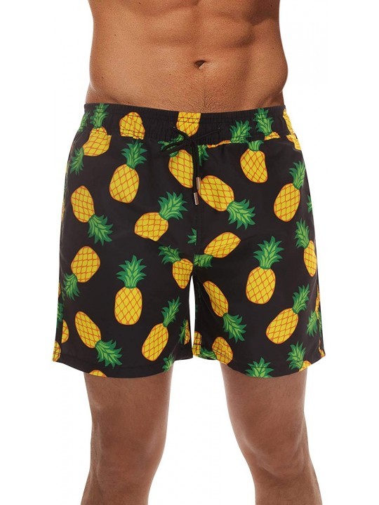 Board Shorts Men's Swimming Trunks Shorts with Pockets Quick Dry Bathing Suit - Black - Pineapples - C718Z9UTES0 $10.49
