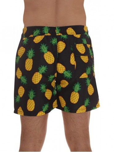 Board Shorts Men's Swimming Trunks Shorts with Pockets Quick Dry Bathing Suit - Black - Pineapples - C718Z9UTES0 $10.49