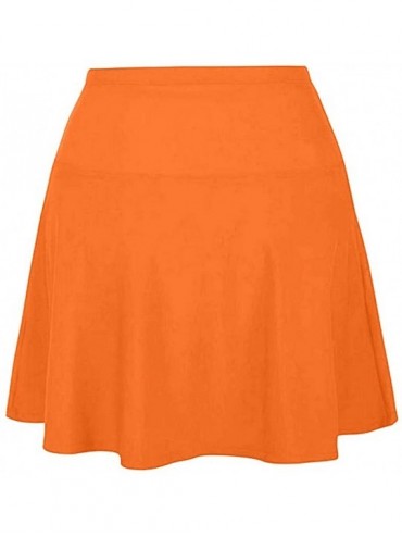 Tankinis High Waisted Swim Skirt-Women's Sexy Swimsuit Bottom Athletic Pleated Flowy Tankini Skirt with Panty - Orange - CI19...