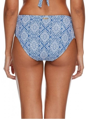 Tankinis Women's Alessia Hi Waist Ruched Bikini Bottom Swimsuit - Semeru Denim Print - CV18I05ZMXA $70.88
