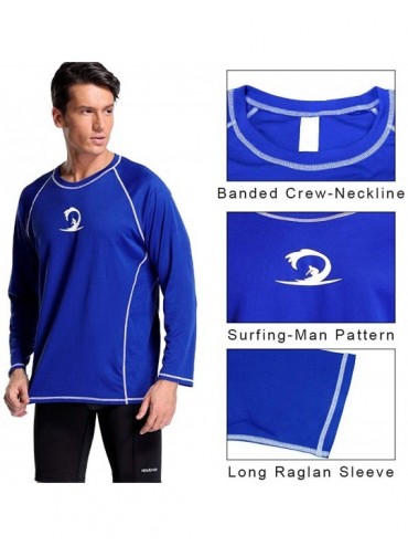 Rash Guards Men's Rash Guard Loose Fit Long Sleeve UV Sun Protection Swim Shirt UPF 50+ - Royal Blue - CR18SO4USSD $14.88