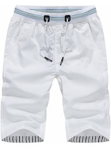Board Shorts Mens Shorts Swim Trunks Quick Dry Beach Surfing Running Swimming Water Pants - White - CX18G39Z6Y3 $32.09