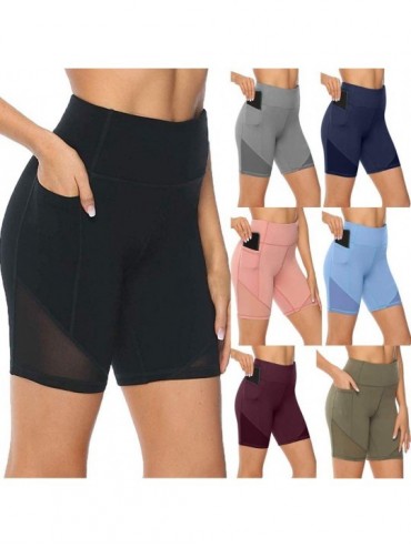 Cover-Ups Yoga Shorts for Women Plus Size-High Waist Yoga Short Side Pocket Workout Tummy Control Bike Shorts Running Exercis...
