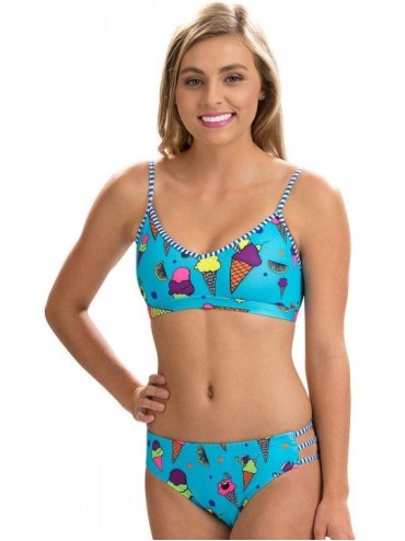 Racing MIXED BRAND CODES Women's Uglies Strappy Two-Piece Swimsuit - 6501L - Cool Summer - C318CAT8EWE $59.88
